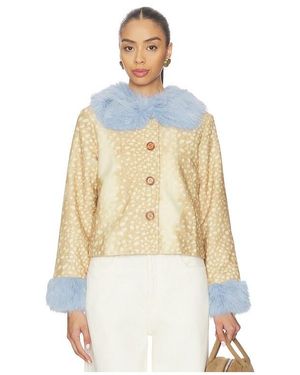 Never Fully Dressed Deer Print Jacket With Fur Trims - White
