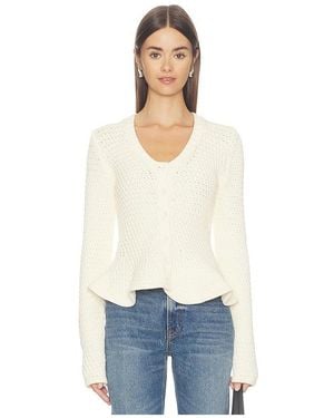 Pistola Elina Peplum Openwork Cardigan - White