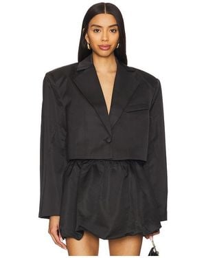 WeWoreWhat Cropped Satin Blazer - Black