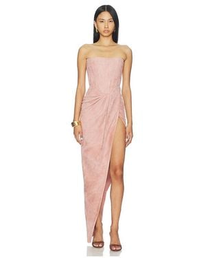 Alex Perry Strapless Suede Corset Drape Gown - Multicolor