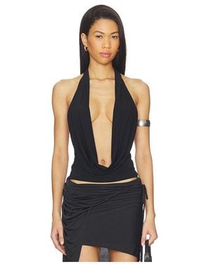 Mimchik Nico Cowl Halter Top - Black
