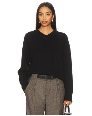 Soft Goat Sweater Aus Grobstrick Mit V-Ausschnitt - Schwarz