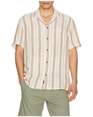 Faherty Short Sleeve Palma Linen Camp Shirt - Blue