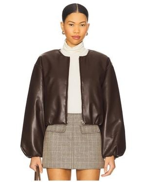 Blank NYC Cropped Leather Bomber - Brown