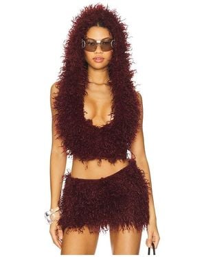 Jaded London Haka Mongolian Faux Fur Backless Top - Multicolour