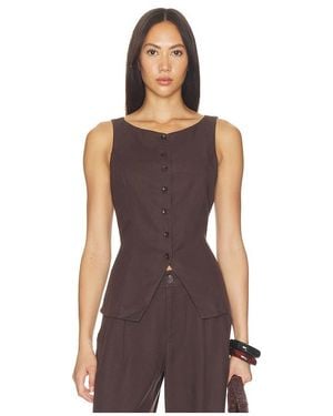 Vuori Trestles Twill Button Down Tank Top - Brown