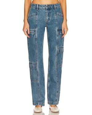 GRLFRND Naomi Low Rise Slim Cargo Jeans - Blue