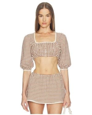LOBA Ann Gingham Top - Natural