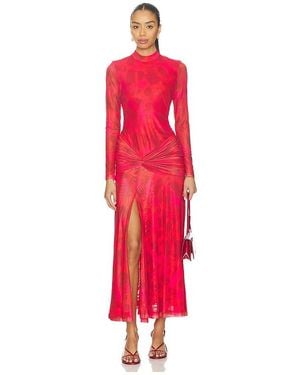 Bardot Lea Floral Mesh Dress - Red