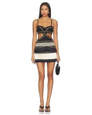PATBO Rita Fringe Cut-Out Short Dress - Black