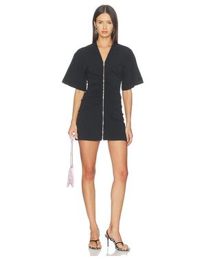 Alexander Wang Kleid Gathered T-Shirt With Continuous Loop Zipper - Schwarz