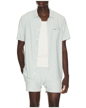 Vintage Summer Stripe Knit Button Down Shirt - White