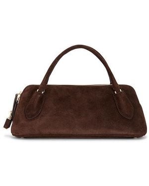 Tory Burch Lock Suede Top Handle Bag - Brown
