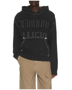 TRUE RELIGION Applique Big T Boxy Hoodie - Black
