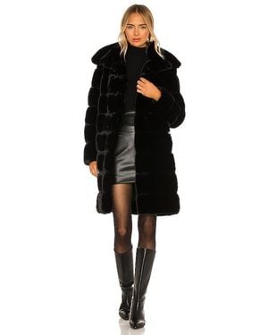 Adrienne Landau Faux Fur Long Coat - Black