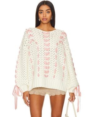 For Love & Lemons Laurel Oversized Jumper - White