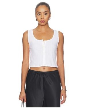 Leset Pointelle Button Down Tank - White