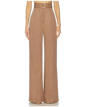 Matthew Bruch Belted Wide Leg Trouser - Natural