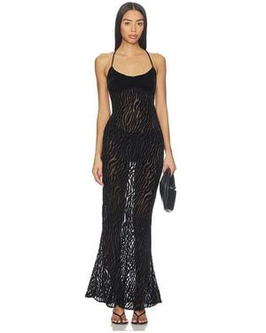 GUIZIO Burnout Velvet Maxi Dress - Black