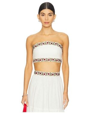 Rosewater House Carnation Crop Top - White