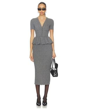 Self-Portrait Peplum Knit Midi Dress - Blue