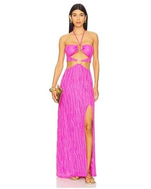 Luli Fama Double Loop Bandeau Long Dress - Pink