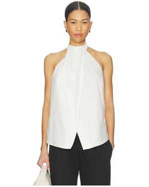 St. Agni Oxford Halter Tie Back Top - White