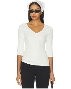 Bobi Vneck Elbow Sleeved Tee - White