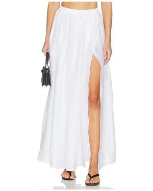 Susana Monaco Solid Linen Wrap Elastic Skirt - White