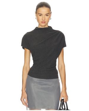 Line & Dot Walker Draped Top - Black