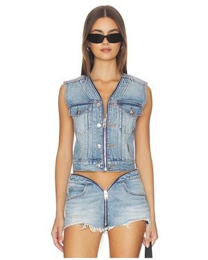 Alexander Wang Dipped V Trucker Vest - Blue