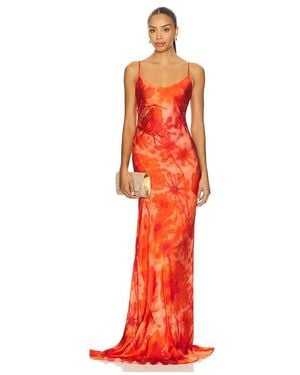 Alejandra Alonso Rojas Ruched Slip Gown - Red