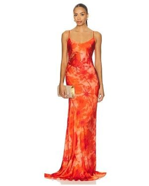 Alejandra Alonso Rojas Ruched Slip Gown - Red