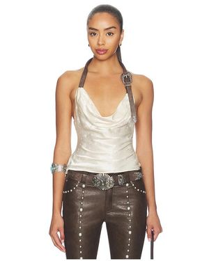 Markgong Metal Buckle Halter Cowl Neck Top En Color Blanco Talla (También En 36/4, 38/6, 40/8)