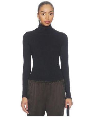 Enza Costa Supima Cotton New Classic Longsleeve Turtleneck - Black