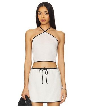Onia Air Linen Cropped Halter Top - White