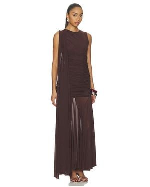 Bardot Alverie Mesh Maxi Dress - Brown