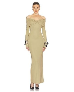Helsa Vestido Matte Jersey Off Shoulder Maxi Dress En Color Verde Salvia Talla En - Neutro