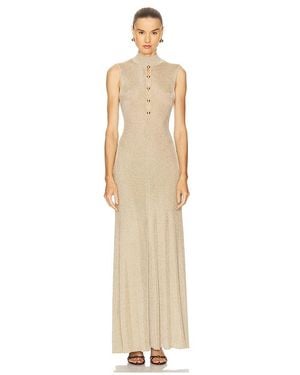 Self-Portrait Lurex Knit Maxi Dress - Natural