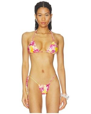 Indah Bongo Tiny Triangle Halter Bikini Top - Orange