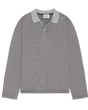 KROST Houndstooth Jacquard Knit Rugby Polo - Gray
