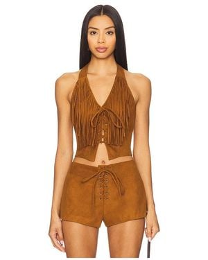 Lovers + Friends Noella Faux Suede Top - Orange