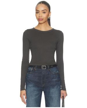 Enza Costa Supima Baby Rib Long Sleeve Cropped Top - Black
