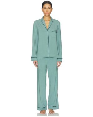 Lunya Slumberknit Button Down Pant Set - Green