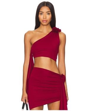 Lovers + Friends Floral Asymmetric Cropped Top - Red
