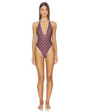 ROWEN ROSE V Neck Backless Swimsuit - Multicolor