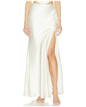 SAU LEE Pia Satin Skirt - White