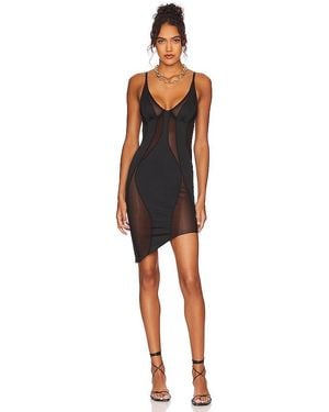 OW Collection Swirl Mini Dress - Black