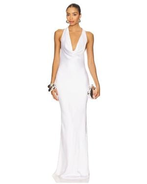 Norma Kamali Halter Drape Bias Gown - White
