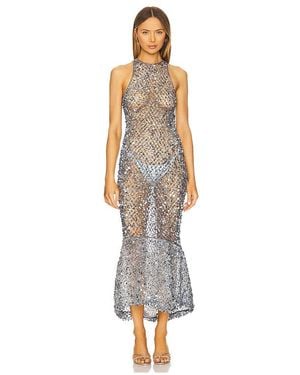 LAPOINTE Vestido Midi Alto-Bajo Con Lentejuelas En Color Bebe Azul Talla (También En 4, 6) - Blanco